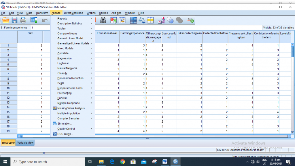 Analyze in SPSS