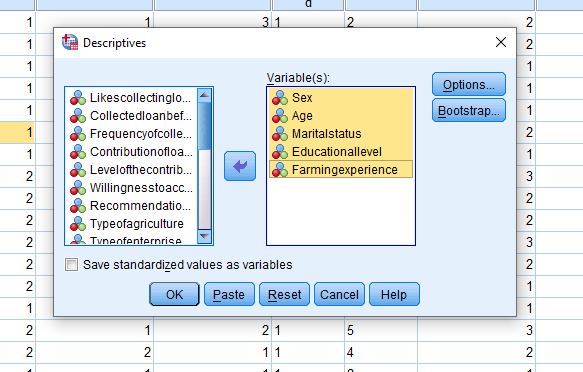 Descriptive variables