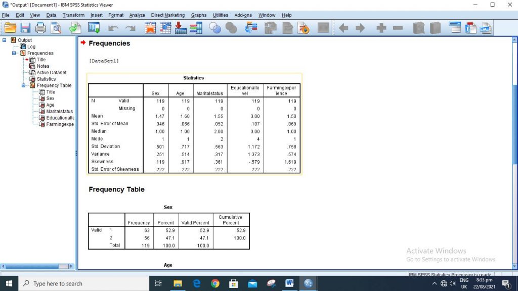 Frequency table 1