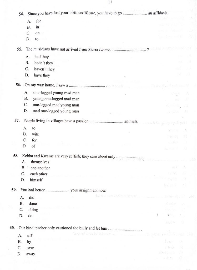 english question paper