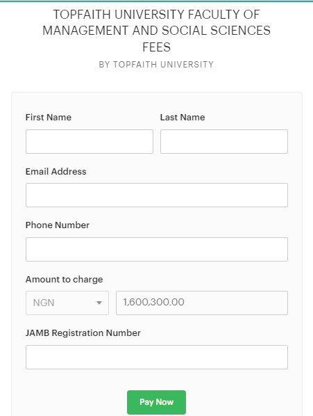 topfaith university fees portal