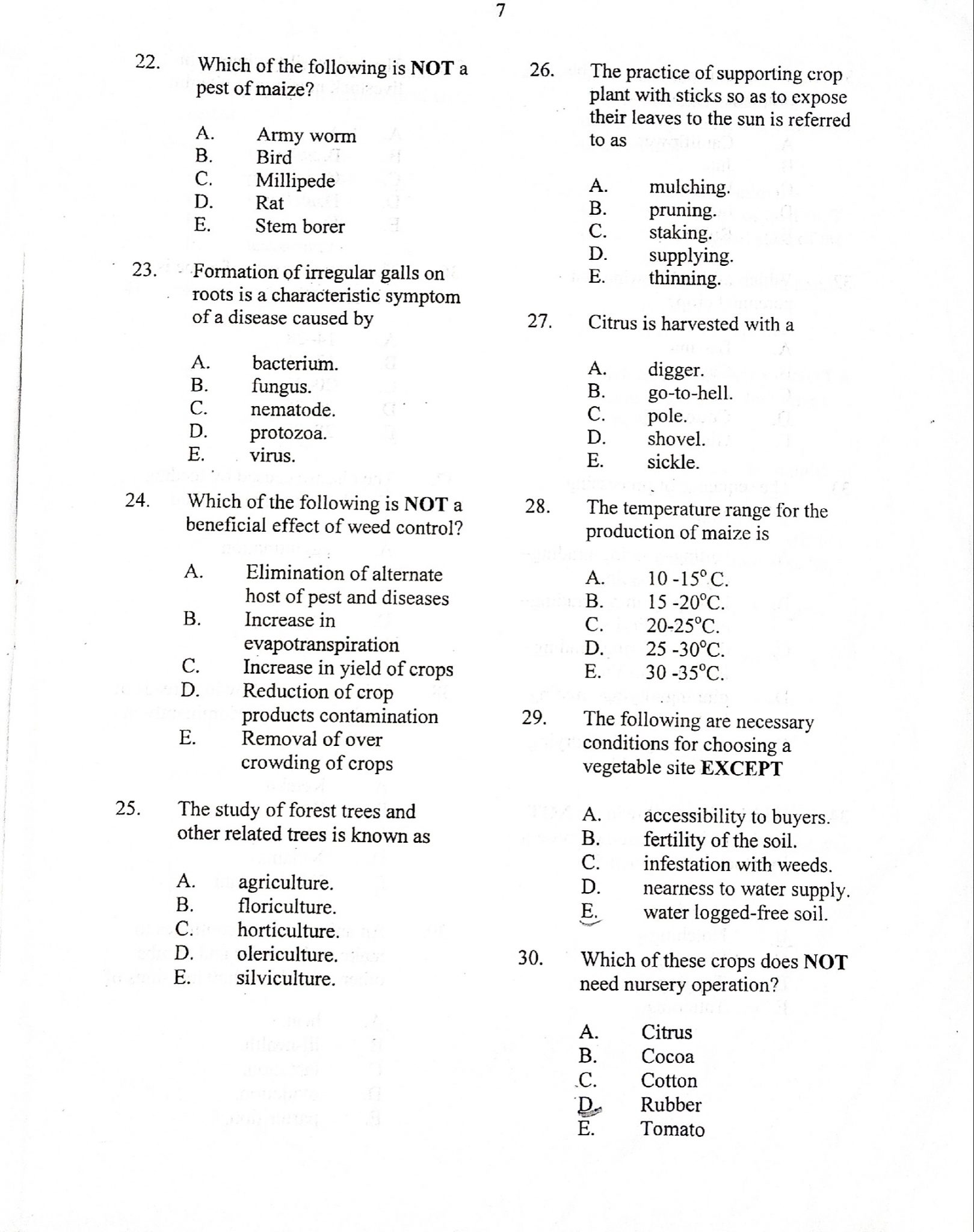 neco 2021 agric science essay and objective question and answers