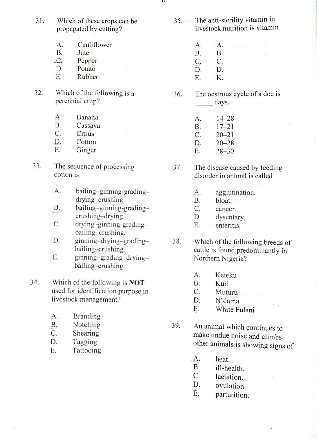 agric essay and objective