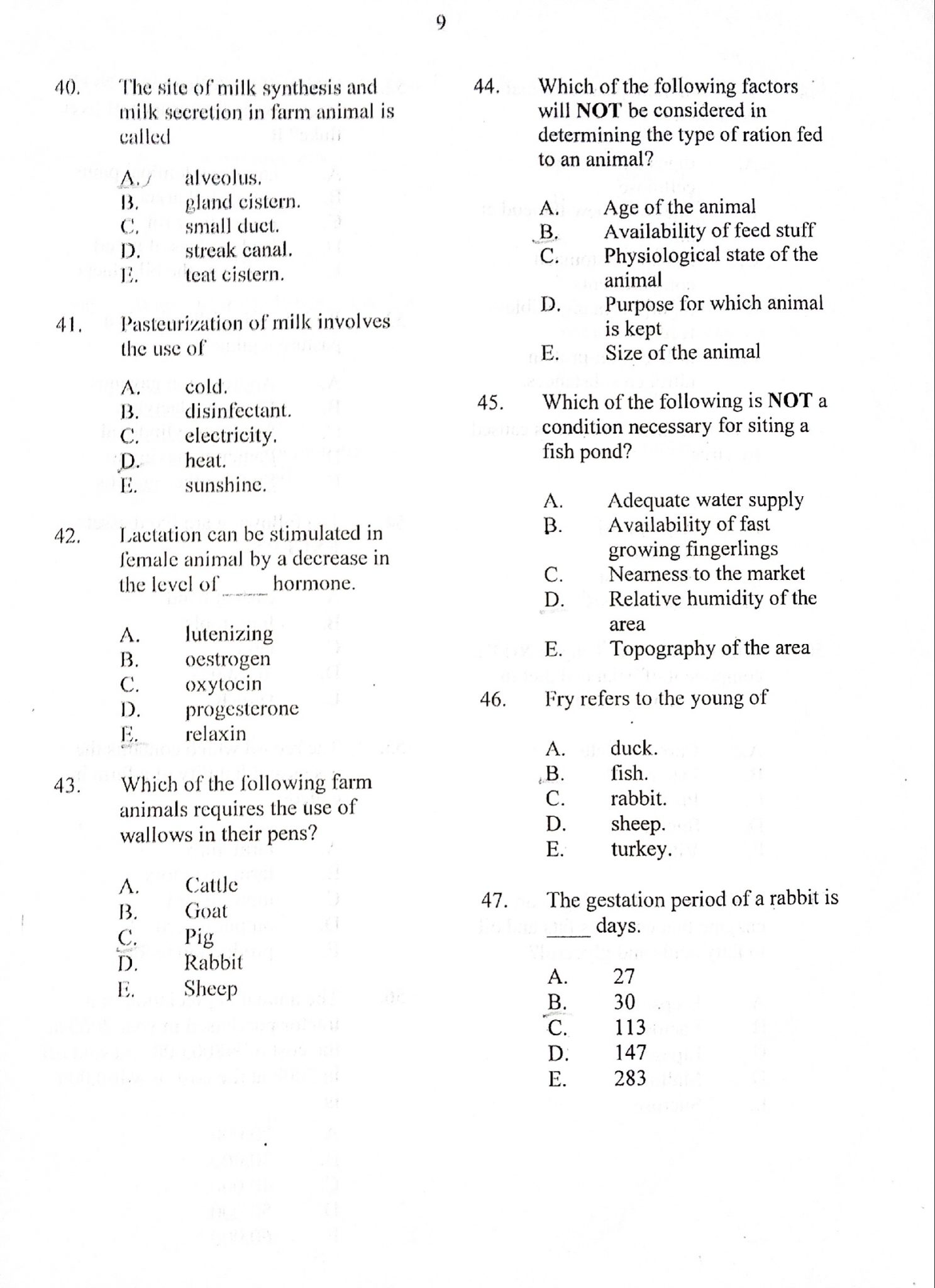 agric science essay and objective 2023