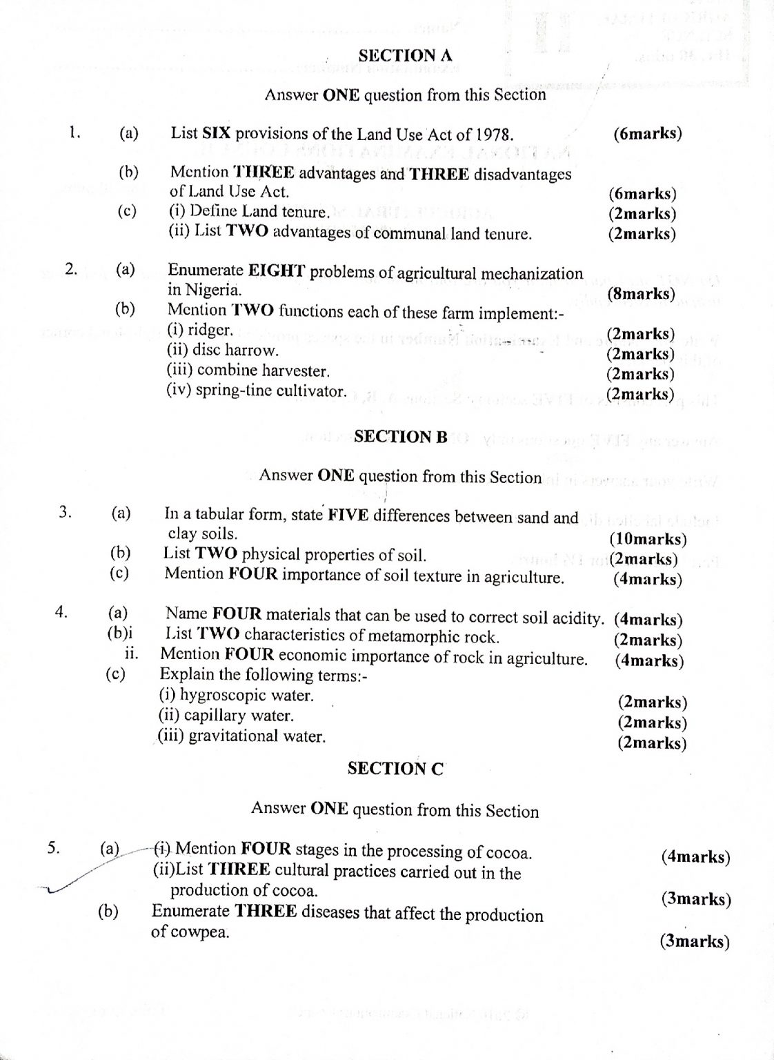 agric essay and objectives 2022