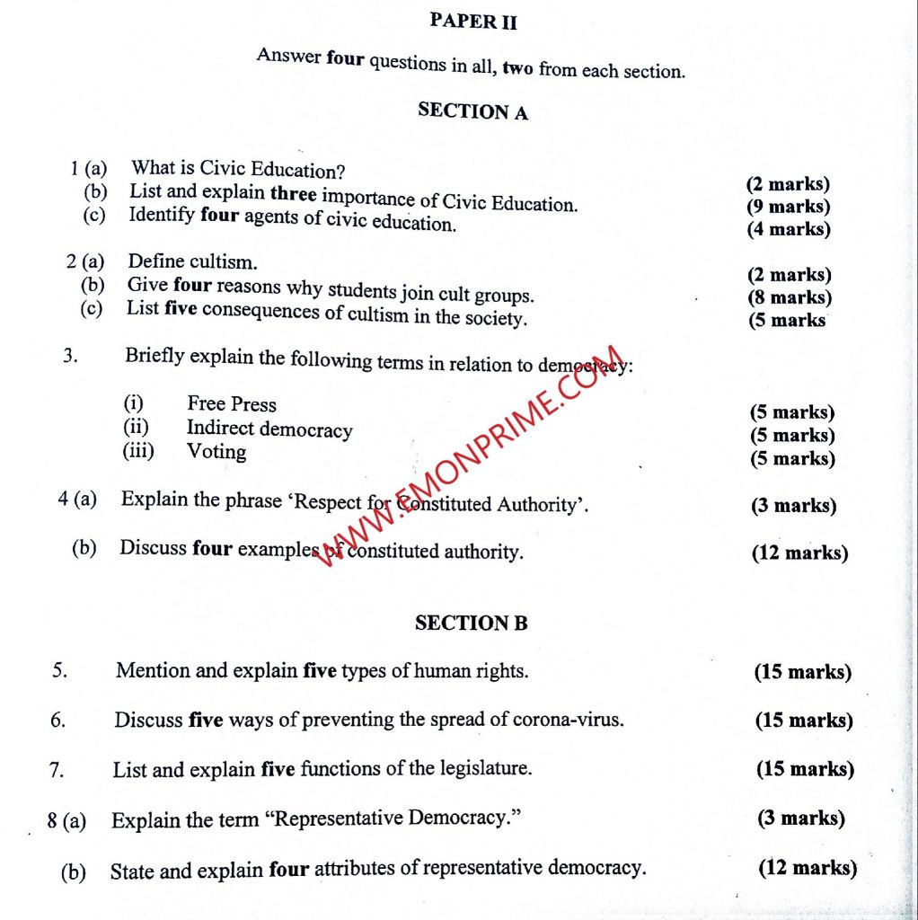 neco civic education obj and essay 2023 questions and answers