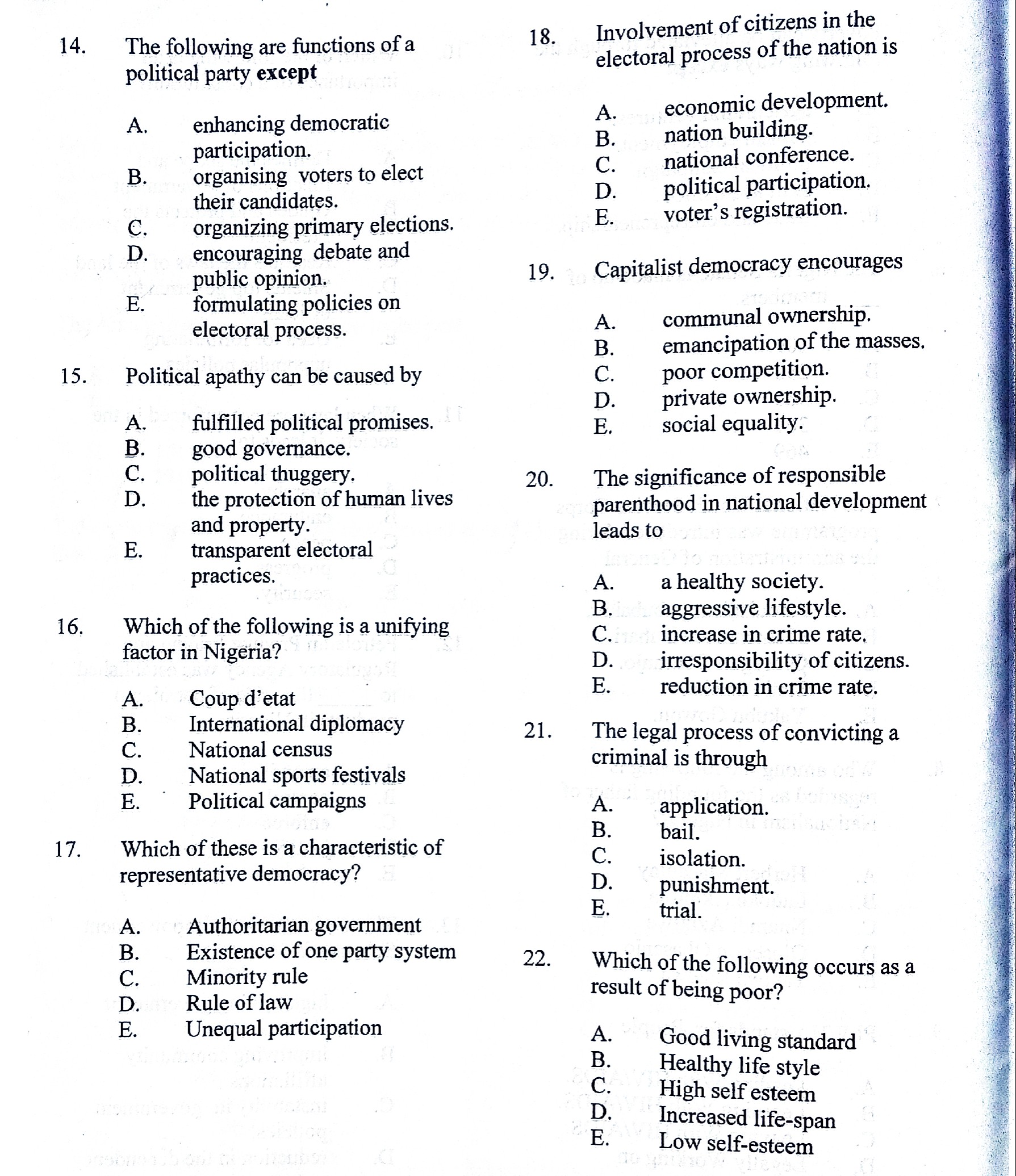 neco civic education obj and essay 2023 questions and answers