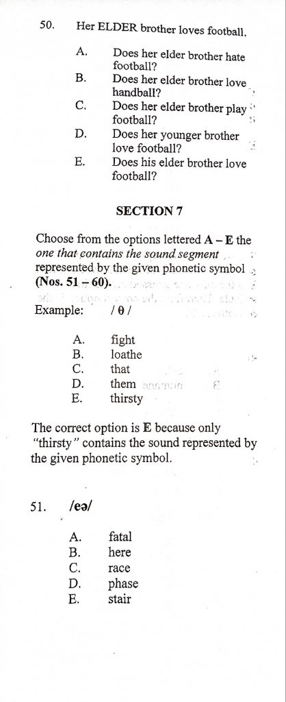 neco english objective and essay