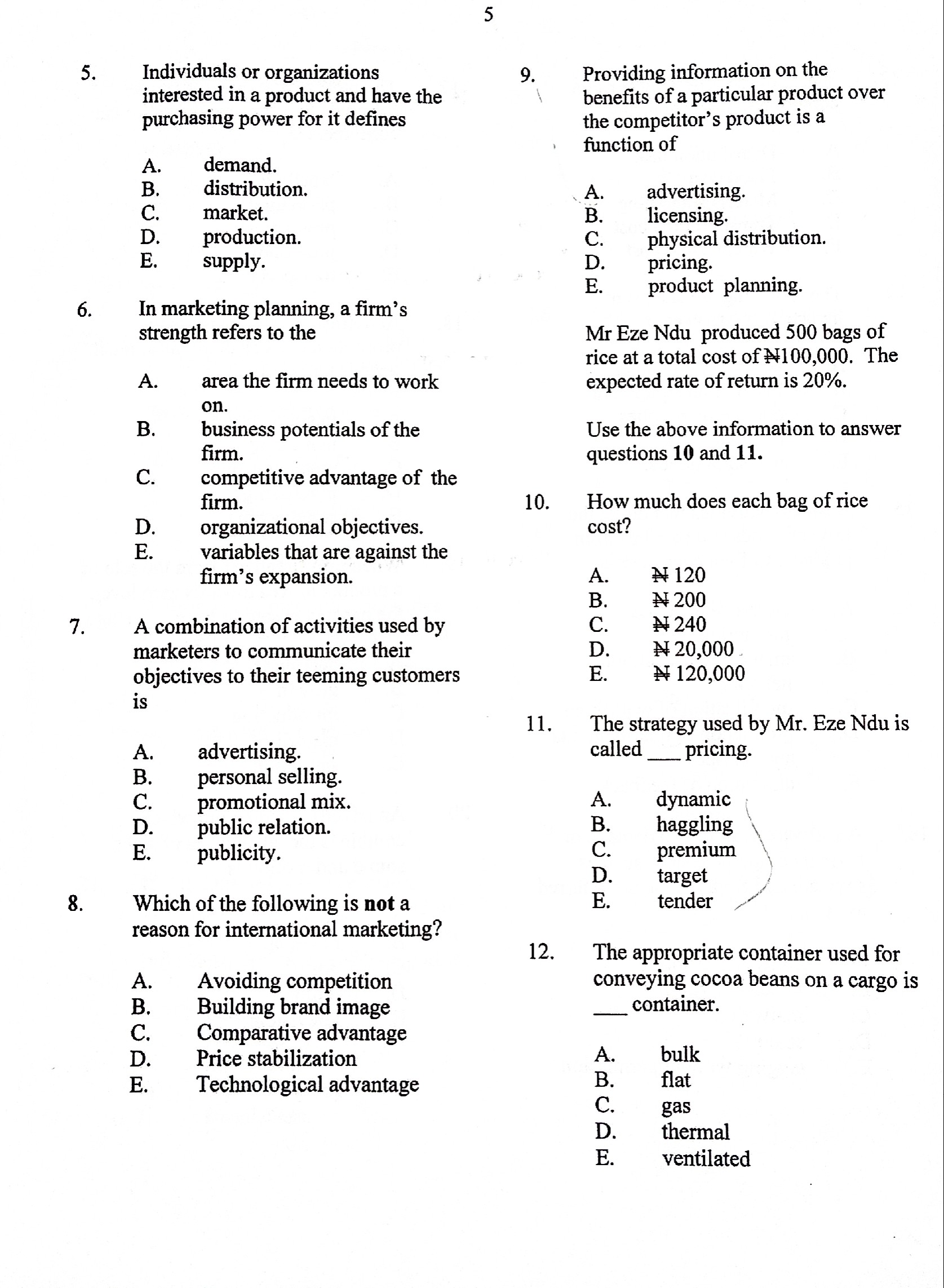 2022 neco marketing essay answer