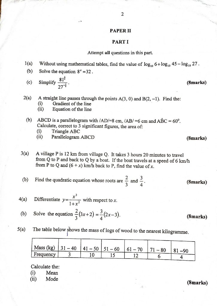 maths question paper 2