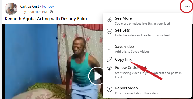 copying facebook video