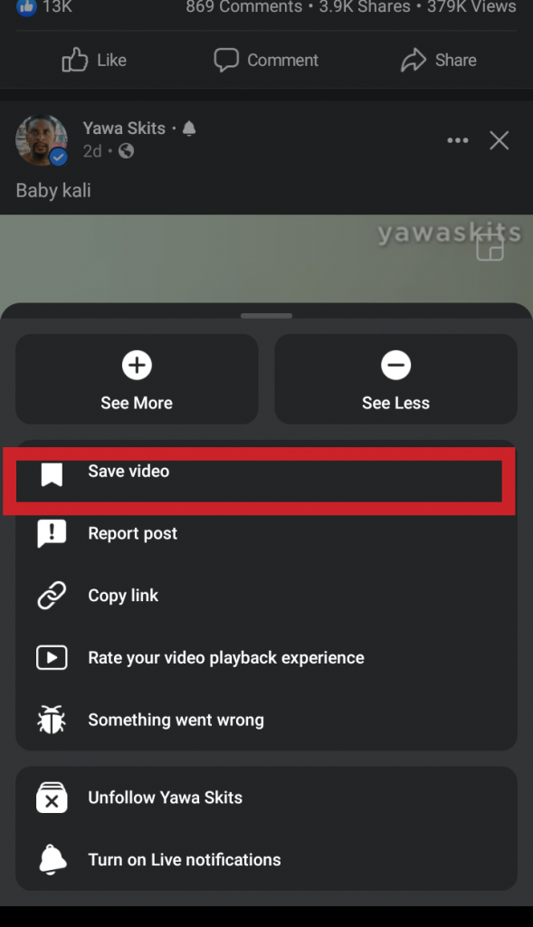 save video option