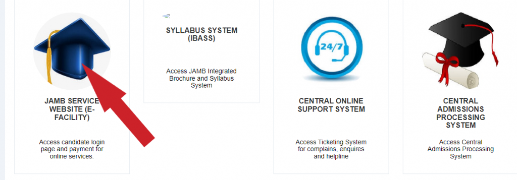 jamb website dashboard