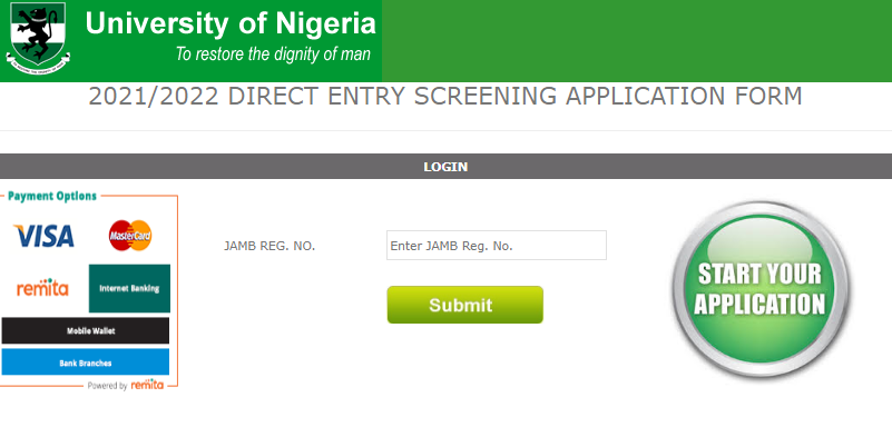 unn direct entry screening application form