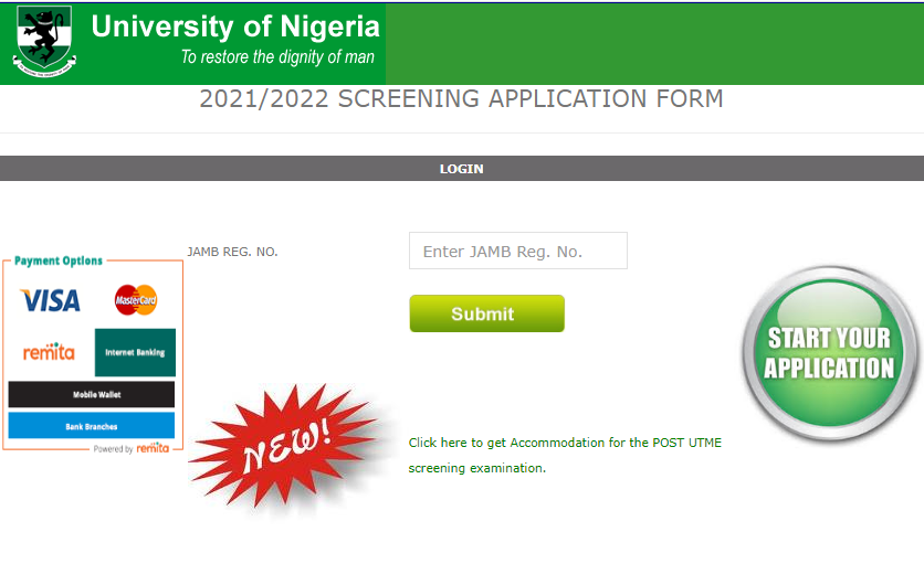 unn post utme application form