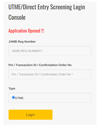 unical post utme login console