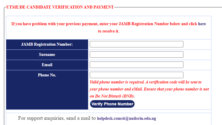 unilorin post utme portal