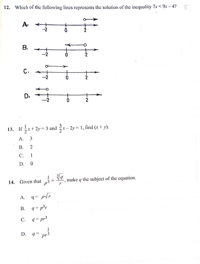 jamb mathematics questions
