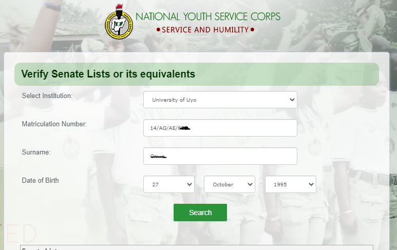 nysc senate list portal