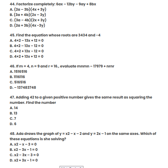 waec maths questions